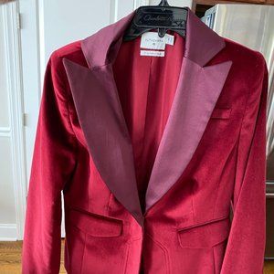 Red Velvet Blazer with Satin lapels